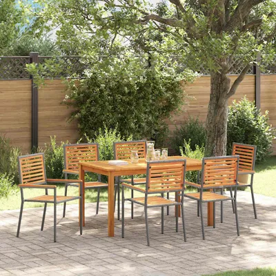Productafbeelding van Maison Exclusive - Tuinset, 7-delig, grijs, massief acaciahout