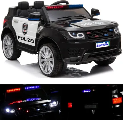Produktbild von 👮🏻 POLIZEI Kinderauto Polizeiauto mit Funkgerät Sirene und Martinshorn Bluetooth Kinderfahrzeug Kinder Elektroauto Gefedert Hilfsrollen