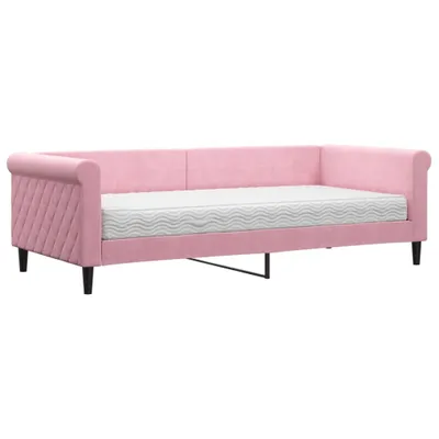 Zdjęcie produktu dla Sofa z materacem do spania, różowa, 90x200 cm, aksamit