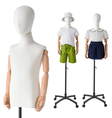 Immagine prodotto di Manichino per vetrina Kinder - Manichino a figura intera - Con testa e braccia - Realizzato in plastica PE - Base mobile - Ideale per l'esposizione di abbigliamento - Colore: Kid