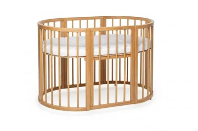 Zdjęcie produktu dla KOTTO OLIN Łóżeczko Okrągłe 120x75 cm + Materac, Buk Naturalny (Drewniane)
