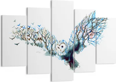Produktbild von Bild auf Leinwand - Leinwandbild - Eule wild Wald Flug - 150x100cm - Wand Bild - Wanddeko - Leinwanddruck - Bilder - Kunstdruck - Wanddekoration - Leinwand bilder - Wandkunst - EA150x100-3122