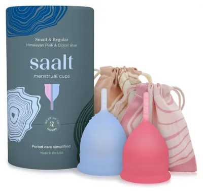 Produktbild von Saalt Menstruationstasse Duo Pack Pink und Blau