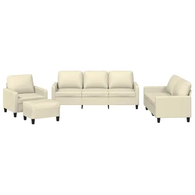 Produktbild von 4-tlg. Sofagarnitur mit Kissen Creme Kunstleder