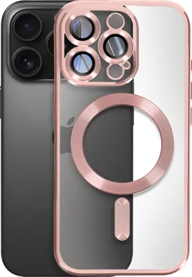Produktbild von Avizar, MagSafe Silikonhülle für iPhone 16 Pro mit verchromter Umrandung, Champagnerrosa