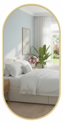 Obrázek produktu pro Oválné nástěnné zrcadlo - Kovový rám - Moderní design - 80 x 40 cm