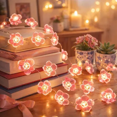Lichterkette 3 m, 30 LED, rosa, warmweiß, Kupferdraht