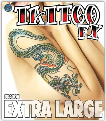Produktbild von Drache Klebe-Tattoo XL - Fasching Halloween Karneval