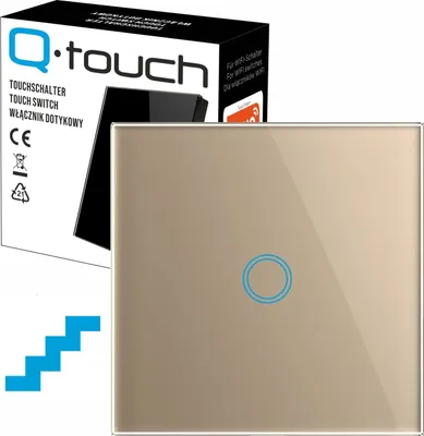 Produktbild von Glas Touch Kreuzschalter Lichtschalter Wandschalter 1-Fach Schalter LED gold