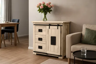 Produktbild von Sideboard Kommode Akazie massiv eichenfarben 90 x 45 x 85 cm LIBRO