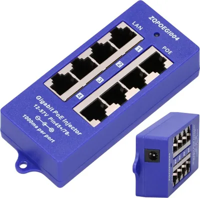Produktbild von Extralink Gigabit PoE Injector 4x RJ45 für IP Kameras