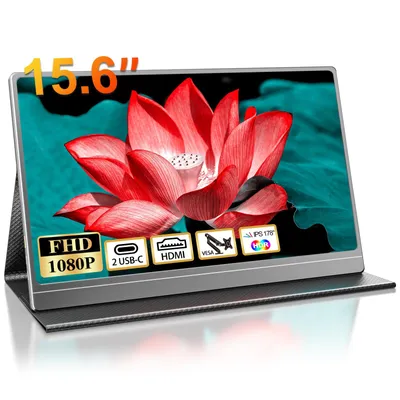 Immagine prodotto di Monitor portatile 15,6" 1920 × 1080 Schermo Monitor FHD 100% SRGB Display IPS con Mini HDMI/USB C Altoparlanti integrati per PC, Laptop, Telefono, PS5