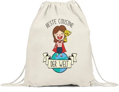 Produktbild von Beste Cousine Der Welt Turnbeutel Gymsack Lieblingscousine Geschenkidee Geburtstag Verwandtschaft Tante Onkel