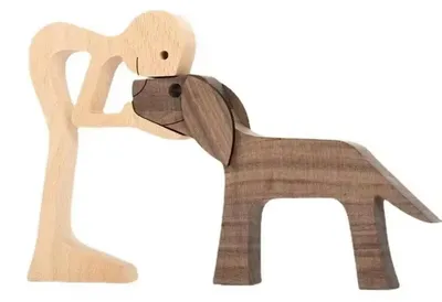 Zdjęcie produktu dla Ręcznie wykonana drewniana figurka psa, idealna do dekoracji