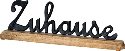 Produktbild von Schriftzug Zuhause L40cm Metall Schwarz Mango Holz Tischdeko Deko Aufsteller