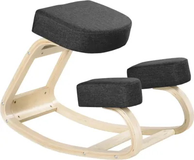 Produktbild von Kniestuhl, ergonomischer Sitzhocker(Schwarz)Polsterhocker für gesunde Sitzhaltung, Birkenholz, 120 kg belastbar