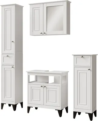 Imagen del producto de Conjunto de muebles de baño Vicco Vanity Blanco 4 piezas, Model 54394