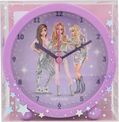 Produktbild von Depesche 12662 TOPModel Glitter Queen - Wecker für Kinder in Lila mit Model-Motiv, lautlose Uhr mit Licht-Funktion, inklusive Batterie