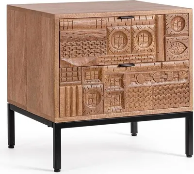 Produktbild von Nachttisch Kindia 50 x 42 x 50 cm Mangoholz Stahl Natur