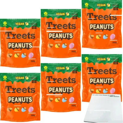 Produktbild von Treets Vegan Peanuts mit ChoViva 6er Pack (6x250g Packung) + usy Block