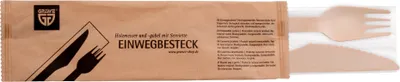 Produktbild von GRÄWE Holzmesser und Gabel mit Serviette, 100-tlg., nachhaltiges Besteckset