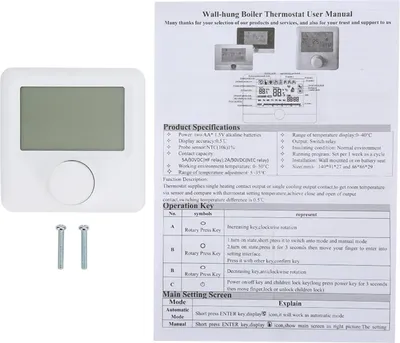 Obrázek produktu pro HYO6BW Digitální programovatelný termostat s LCD displejem pro regulaci teploty topení