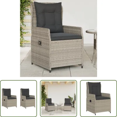 Produktbild von The Living Store Gartensessel 2 Stk. Verstellbar Hellgrau Poly Rattan