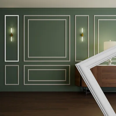 Produktbild von HEXIM Stuckleisten Wandrahmen Sets HDPS weiß - Auswahl an Größen für Wand, Decke, Bilder & Spiegel - Perfekt für moderne Wandgestaltung mit klassischem Touch (RM01-B 140X42CM)