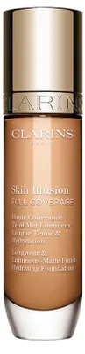 Produktbild von Clarins Skin Illusion Full Coverage, Pumpenflasche, Flüssigkeit, Jeder Hauttyp, Aufhellend, Feuchtigkeitsspendend, Mattierend, Klärend, Licht, Warm