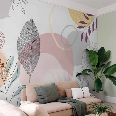 Produktbild von Vlies Fototapete - Vegetable Line Art 300x210 cm Blätter a-A-10490-a-a