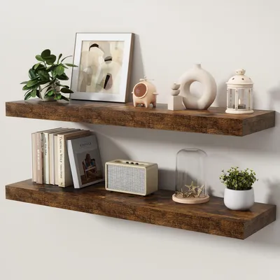 Produktbild von Wandregal 2er Set Schweberegal 100 cm MDF Vintage Braun