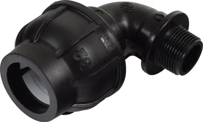 Produktbild von Agora-Tec®  PE-Fitting Winkel 90 Grad  32 mm x 3/4 Zoll AG (26,4 mm) für PE-Rohr 32 mm SCHWARZ