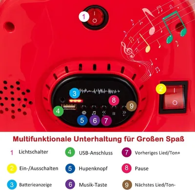 Immagine prodotto di Autoscontro per bambini 6V, rotazione di 360 gradi con musica e luci LED colorate rosse