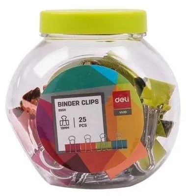 Obrázek produktu pro Klipsy biurowe 19 mm mix kolorów 25 sztuk DELI