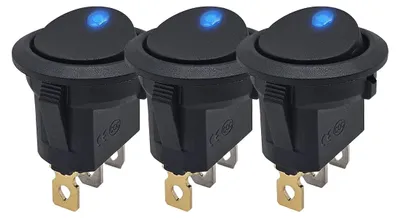 Productafbeelding van ProRide Wipschakelaar ON-OFF - 12V/20A - LED-Verlichting - 3-Pins - Blauw - 3 Stuks