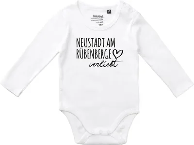 Produktbild von Huuraa Baby Body Neustadt am Rübenberge verliebt 68 White  Baumwolle Fairtrade Langarmbody Geschenkidee