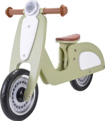Produktbild von Bandits & Angels Italian Rider Holz-Laufrad Grün ab 2 Jahren - Für Jungen und Mädchen - Grünes Holz-Laufrad - Retro-Roller zum Draufsitzen - Zweirad - Geräuscharme Räder - Verstellbarer Sattel