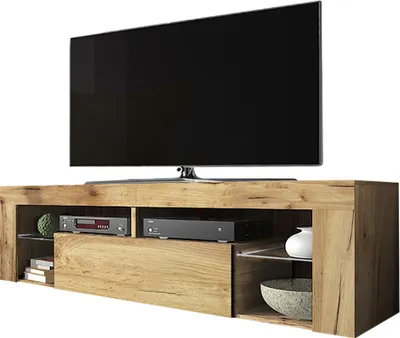 Image de Selsey Armoire TV BIANKO Buffet TV aspect bois Chêne Lancaster Debout 140cm