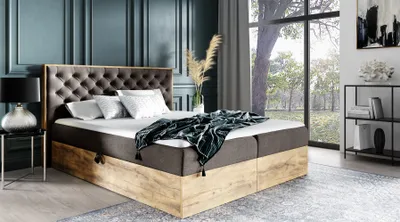 Produktbild von Boxspringbett Schlafzimmerbett DIONA 160x200cm Stoff Braun inkl. Bettkasten