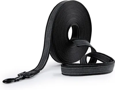 Produktbild von Toozey Schleppleine für Hunde 10m Schwarz Gummierte Hundeleine mit Beutel