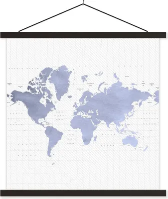 Produktbild von MuchoWow® Textilposter Weltkarte - Blau - Aquarell 40x40 cm mit schwarzem Rahmen - Fotos