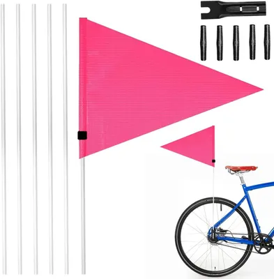 Imagen del producto de Bandera de seguridad para bicicletas, impermeable, de 180 cm, con 6 varillas, ajustable para niños