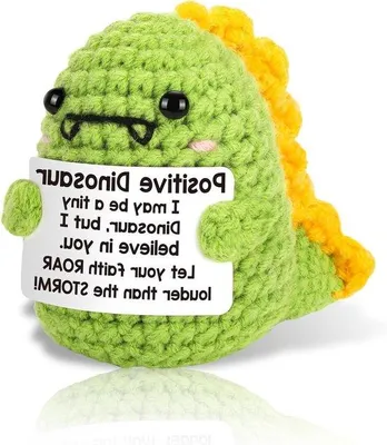 Produktbild von Grüner gestrickter Dinosaurier Glücksbringer Spielzeug
