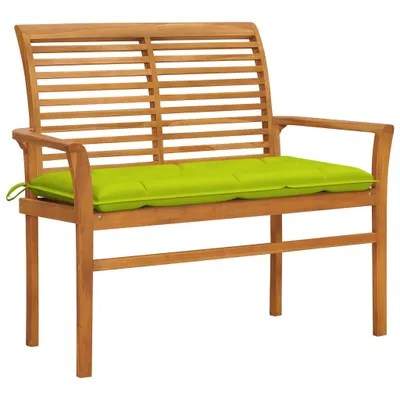 Obrázok produktu pre Záhradná lavička, jasnozelená podložka 112 cm, tíkový masív
