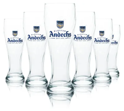 Produktbild von 6x Andechs Glas 0,5l Weißbier Hefe Kristall Weizen Gläser Kloster Bier Brauerei