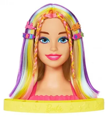 Image de Tête à coiffer barbie blonde mèches arc en ciel 22 pièces - color reveal - mattel