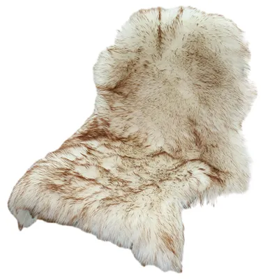 Produktbild von OKWISH Schaffell Schaffellimitat Format Fellteppich Fell Teppich Imitat Kunstfell Auflage Bettvorleger Schaf Lamm 60x100cm, Weiss Braun
