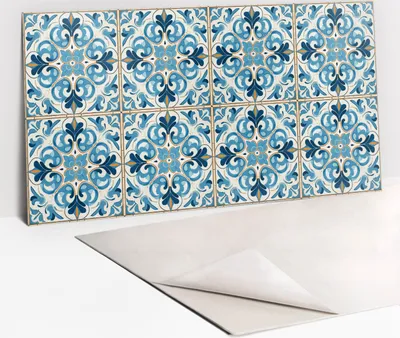 Obrázek produktu pro Ochranný Panel PVC - Samolepicí Vinylové Dlaždice na Stěnu - 100 x 50 - Modrozelená ornament