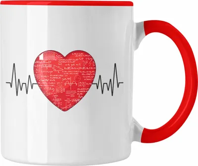 Produktbild von Trendation - Mathe Herzschlag Tasse Geschenk für Mathe Lehrer Lehrerin Mathestudent Physiker (Rot)