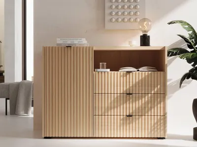 Obrázek produktu pro Komoda s dvířky a šuplíky TROUTDALE - dub vicenza